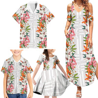 Hawaii Tropical Twist Lei Family Matching Summer Maxi Dress and Hawaiian Shirt Hawaiian Flag Motif