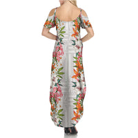 Hawaii Tropical Twist Lei Family Matching Summer Maxi Dress and Hawaiian Shirt Hawaiian Flag Motif