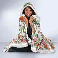 Hawaii Tropical Twist Lei Hooded Blanket Hawaiian Flag Motif