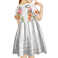 Hawaii Tropical Twist Lei Kid Short Sleeve Dress Hawaiian Flag Motif