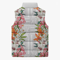 Hawaii Tropical Twist Lei Sleeveless Puffer Jacket Hawaiian Flag Motif