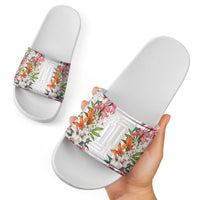 Hawaii Tropical Twist Lei Slide Sandals Hawaiian Flag Motif