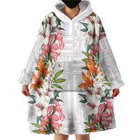 Hawaii Tropical Twist Lei Wearable Blanket Hoodie Hawaiian Flag Motif