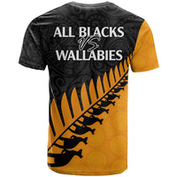 Australia Wallabies and Aotearoa Rugby T Shirt Kangaroo Black Fern Maori Gold Vibe LT9 - Polynesian Pride