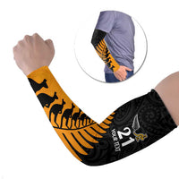 Australia New Zealand Rugby Arm Sleeves Gold Aboriginal Wallabies and Maori Black Fern - Polynesian Pride