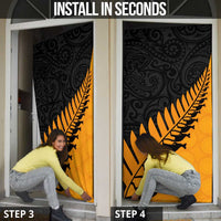Australia New Zealand Rugby Door Cover Gold Aboriginal Wallabies and Maori Black Fern - Polynesian Pride