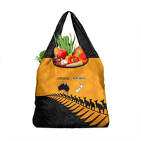 Australia New Zealand Rugby Grocery Bag Gold Aboriginal Wallabies and Maori Black Fern - Polynesian Pride
