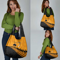 Australia New Zealand Rugby Grocery Bag Gold Aboriginal Wallabies and Maori Black Fern - Polynesian Pride