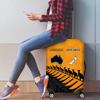 Australia New Zealand Rugby Luggage Cover Gold Aboriginal Wallabies and Maori Black Fern - Polynesian Pride