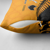 Australia New Zealand Rugby Pillow Cover Gold Aboriginal Wallabies and Maori Black Fern - Polynesian Pride