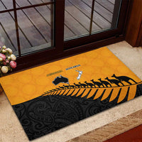 Australia New Zealand Rugby Rubber Doormat Gold Aboriginal Wallabies and Maori Black Fern - Polynesian Pride