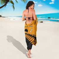 Australia New Zealand Rugby Sarong Gold Aboriginal Wallabies and Maori Black Fern - Polynesian Pride
