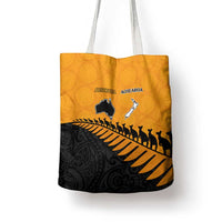 Australia New Zealand Rugby Tote Bag Gold Aboriginal Wallabies and Maori Black Fern - Polynesian Pride