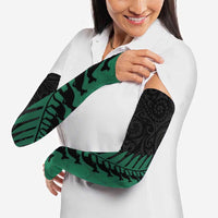 Australia New Zealand Rugby Arm Sleeves Green Aboriginal Wallabies and Maori Black Fern - Polynesian Pride