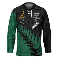 Australia New Zealand Rugby Custom Hockey Jersey Green Aboriginal Wallabies and Maori Black Fern LT9 Unisex Green - Polynesian Pride