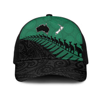 Australia New Zealand Rugby Mesh Trucker Cap Green Aboriginal Wallabies and Maori Black Fern - Polynesian Pride