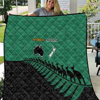 Australia New Zealand Rugby Quilt Green Aboriginal Wallabies and Maori Black Fern - Polynesian Pride