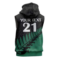 Australia New Zealand Rugby Custom Sleeveless Zip Hoodie Green Aboriginal Wallabies and Maori Black Fern LT9 - Polynesian Pride