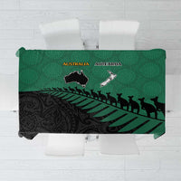 Australia New Zealand Rugby Tablecloth Green Aboriginal Wallabies and Maori Black Fern - Polynesian Pride