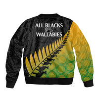 Australia Wallabies and Aotearoa Rugby Bomber Jacket Kangaroo Black Fern Maori Gradient Vibe LT9 - Polynesian Pride