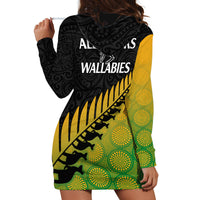 Australia Wallabies and Aotearoa Rugby Hoodie Dress Kangaroo Black Fern Maori Gradient Vibe LT9 - Polynesian Pride