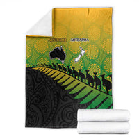 Australia New Zealand Rugby Blanket Gradient Aboriginal Wallabies and Maori Black Fern - Polynesian Pride