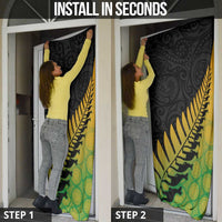 Australia New Zealand Rugby Door Cover Gradient Aboriginal Wallabies and Maori Black Fern - Polynesian Pride