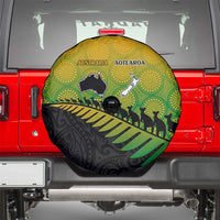 Australia New Zealand Rugby Spare Tire Cover Gradient Aboriginal Wallabies and Maori Black Fern - Polynesian Pride
