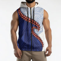 Ula Fala Red Samoa Chief Sleeveless Zip Hoodie Samoan Art Black Tribal