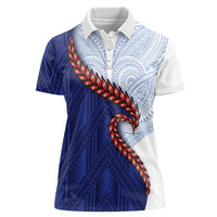 Ula Fala Red Samoa Chief Women Polo Shirt Samoan Art Black Tribal