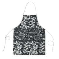 Black Hawaiian Tapa Tribal Hibiscus Apron