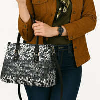 Black Hawaiian Tapa Tribal Hibiscus Leather Bag