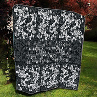 Black Hawaiian Tapa Tribal Hibiscus Quilt