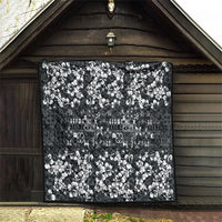 Black Hawaiian Tapa Tribal Hibiscus Quilt