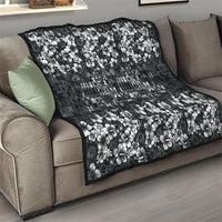 Black Hawaiian Tapa Tribal Hibiscus Quilt