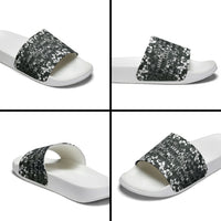 Black Hawaiian Tapa Tribal Hibiscus Slide Sandals