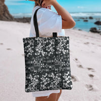 Black Hawaiian Tapa Tribal Hibiscus Tote Bag