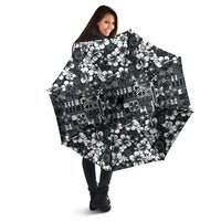 Black Hawaiian Tapa Tribal Hibiscus Umbrella
