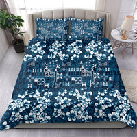 Blue Hawaiian Tapa Tribal Hibiscus Bedding Set