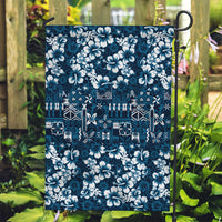 Blue Hawaiian Tapa Tribal Hibiscus Garden Flag
