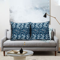 Blue Hawaiian Tapa Tribal Hibiscus Pillow Cover