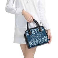 Blue Hawaiian Tapa Tribal Hibiscus Shoulder Handbag