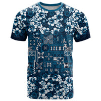 Blue Hawaiian Tapa Tribal Hibiscus T Shirt