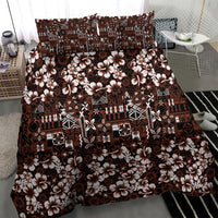 Burgundy Hawaiian Tapa Tribal Hibiscus Bedding Set