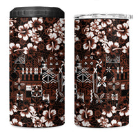Burgundy Hawaiian Tapa Tribal Hibiscus 4 in 1 Can Cooler Tumbler