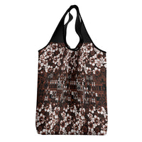 Burgundy Hawaiian Tapa Tribal Hibiscus Grocery Bag