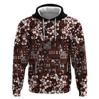 Burgundy Hawaiian Tapa Tribal Hibiscus Hoodie
