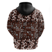Burgundy Hawaiian Tapa Tribal Hibiscus Hoodie