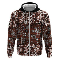 Burgundy Hawaiian Tapa Tribal Hibiscus Hoodie