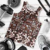 Burgundy Hawaiian Tapa Tribal Hibiscus Men Tank Top